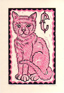 Cat Linocut Art Print