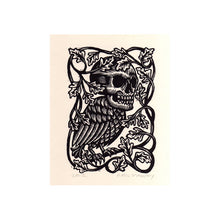 Load image into Gallery viewer, Skull Art - Monster Linocut Print - Linocut Art Print - Halloween Gift - Goth Art - Fantasy Art - Home Decor - Weird Art - Linocuts - Prints