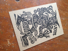 Load image into Gallery viewer, Krampus Woodcut Letterpress Postcards - 5 Pack Postcards - Krampus Cards - Krampusnacht Cards - Holiday Cards - Postcards - Krampus Art