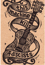 Load image into Gallery viewer, This Machine Kills Fascists Woody Guthrie Guitar Letterpress Postcards - 5 Post Card Set - Postcards