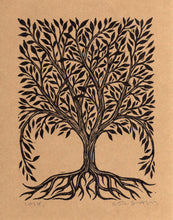 Load image into Gallery viewer, Tree Artwork - Rustic Home Decor - Tree Linocut Art Print - Vintage Style Tree Art