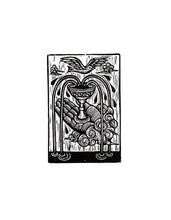 Load image into Gallery viewer, Tarot Card Linocut Art Print - Ace of Cups Tarot Card - Woodcut Prints - Home Decor - Occult Art - Anniversary Gift - Housewarming Gift