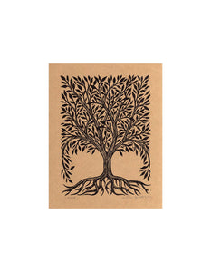 Tree Artwork - Rustic Home Decor - Tree Linocut Art Print - Vintage Style Tree Art