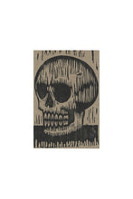 Load image into Gallery viewer, Skull Woodcut Letterpress Postcard - Hand Printed Linocut Letterpress Postcard - Skull Art Postcard - Goth Art  - Letterpress Postcards