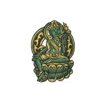 Load image into Gallery viewer, Green Tara Buddha Linocut Print