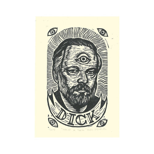 Philip K. Dick Art - Linocut Print - Author Art - Literary Art - Philip K. Dick - Wall Art - Home Decor - Prints - Linocuts - Art - Sci-Fi