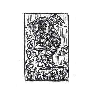 SKUNKS Original Hand-carved Linocut Block Art Print, Woodland Creatures,  Black and White, 5 X 7 
