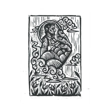 Load image into Gallery viewer, Tarot Card Art Print - Ace of Coins - Handmade Woodcut Print - Occult Art - Goth Art - Office Decor - Home Decor - Art - Money Art - Linocut