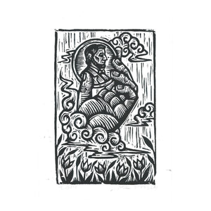 Tarot Card Art Print - Ace of Coins - Handmade Woodcut Print - Occult Art - Goth Art - Office Decor - Home Decor - Art - Money Art - Linocut