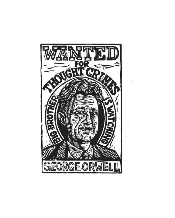 George Orwell Postcard - Literary Postcard - Author Postcard - Writer Gift - Postcards - 1984 Art - Orwell Art - Big Brother is Watching