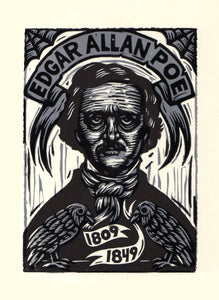 Edgar Allan Poe Linocut Art Print