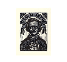 Load image into Gallery viewer, Edgar Allan Poe Linocut Art Print