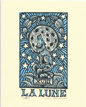 Load image into Gallery viewer, La Lune Moon Tarot Linocut Print