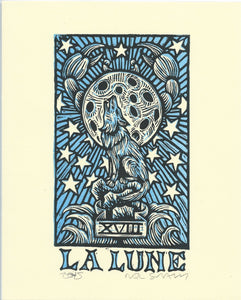 La Lune Moon Tarot Linocut Print