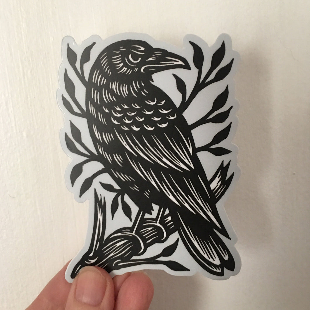 Perched Raven Sticker