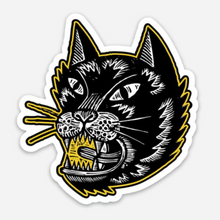 Load image into Gallery viewer, Feisty Black Cat Sticker