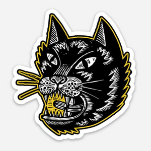 Feisty Black Cat Sticker