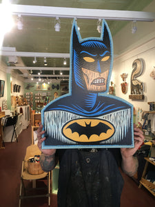 Man Cave Art Decor Print on Cutout Wood Batman Fan Art Superhero - Comic Book Inspired Art