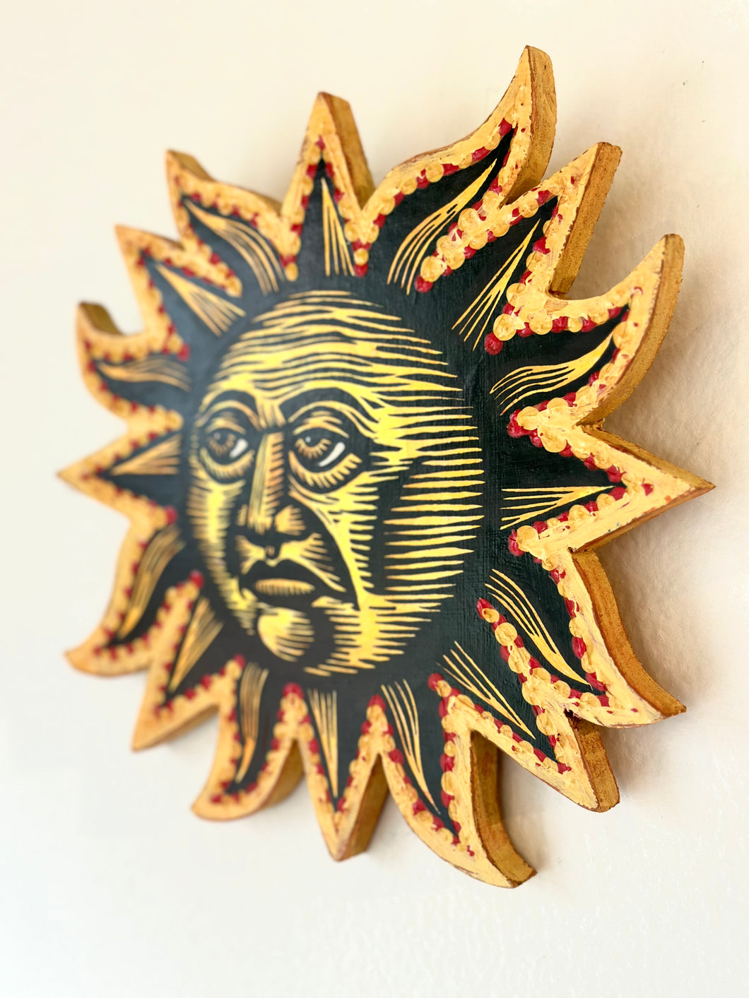 Sun with Face Print on Wood Cutout Painting