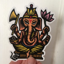 Load image into Gallery viewer, Ganesh Sticker, Ganesha Sticker, Ganesha Art, Vinyl Stickers, Die Cut Stickers, Water bottle sticker, Hindu God, Elephant God