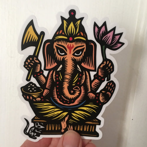 Ganesha Sticker for Water Bottle, Sticker for Laptop, Sticker for Car, Waterproof Sticker,  Hindu Deity Sticker - Elephant God Decal