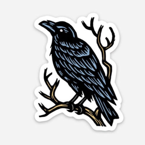 Little Raven Sticker, Small Sticker, Crow Sticker, Die Cut Sticker, Sticker for Waterbottle