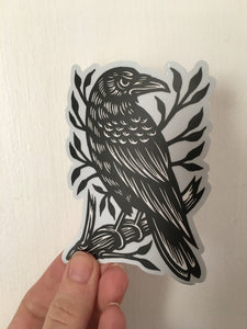 Perched Raven Sticker