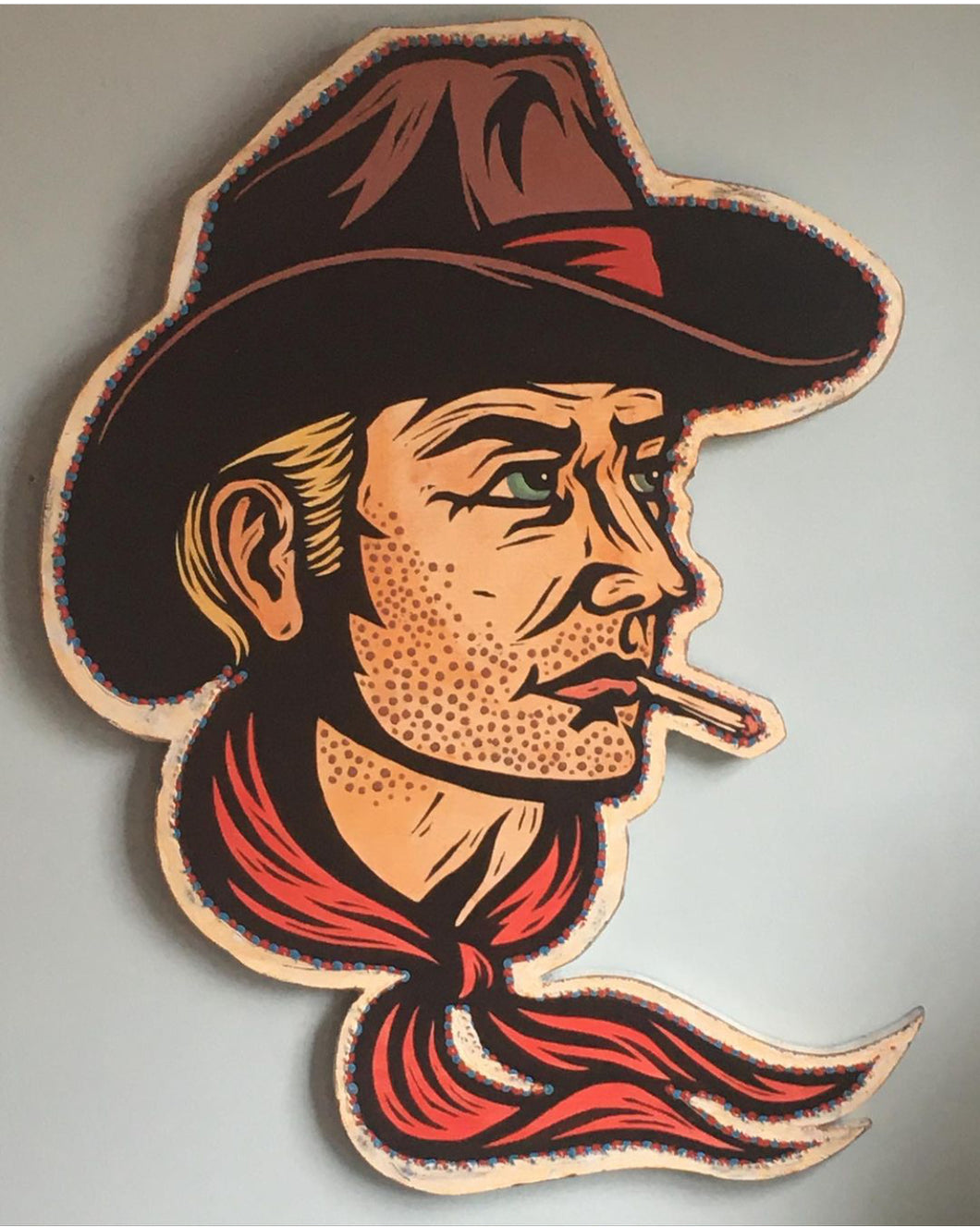 Smoking Cowboy Cutout Art