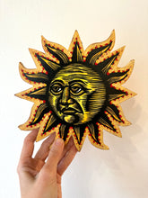 Load image into Gallery viewer, Sun with Face Print on Wood Cutout Painting